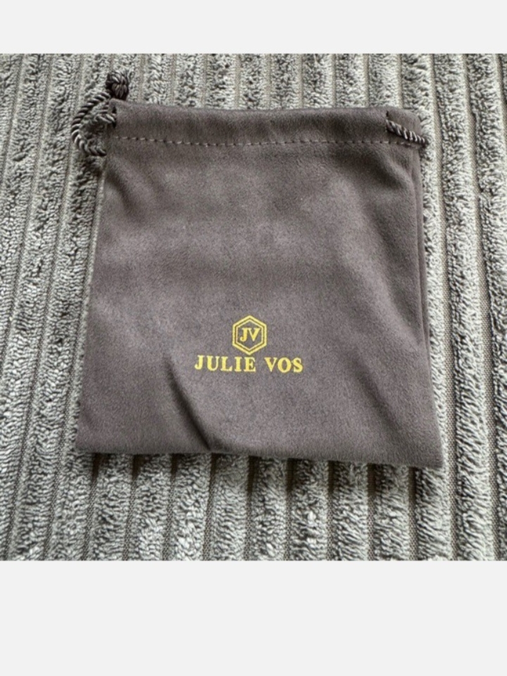 Julie Vos Velvet Jewelry Drawstring Pouch - Brown with Gold Logo